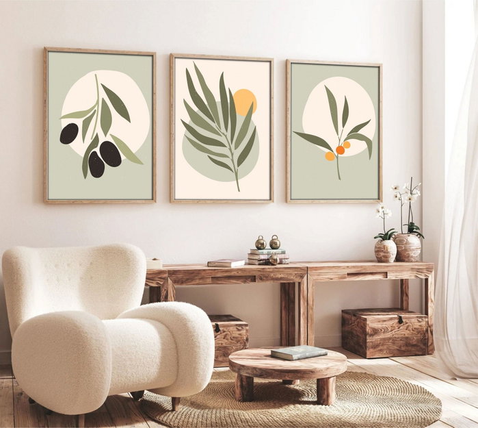 Wallity Huhu116 Pintura Decorativa en MDF con Marco (3 Piezas) 50 x 70 cm